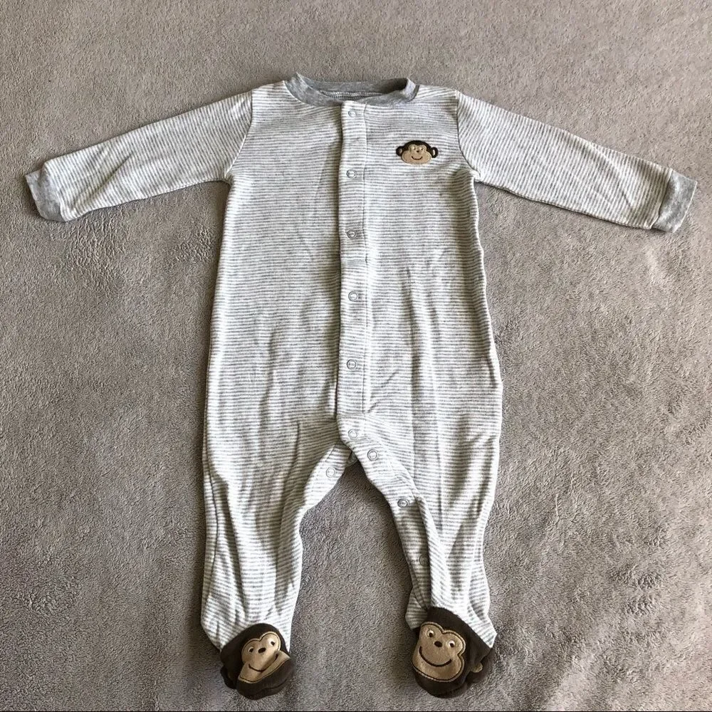 Carter’s Monkey Stripe Footed Onesie